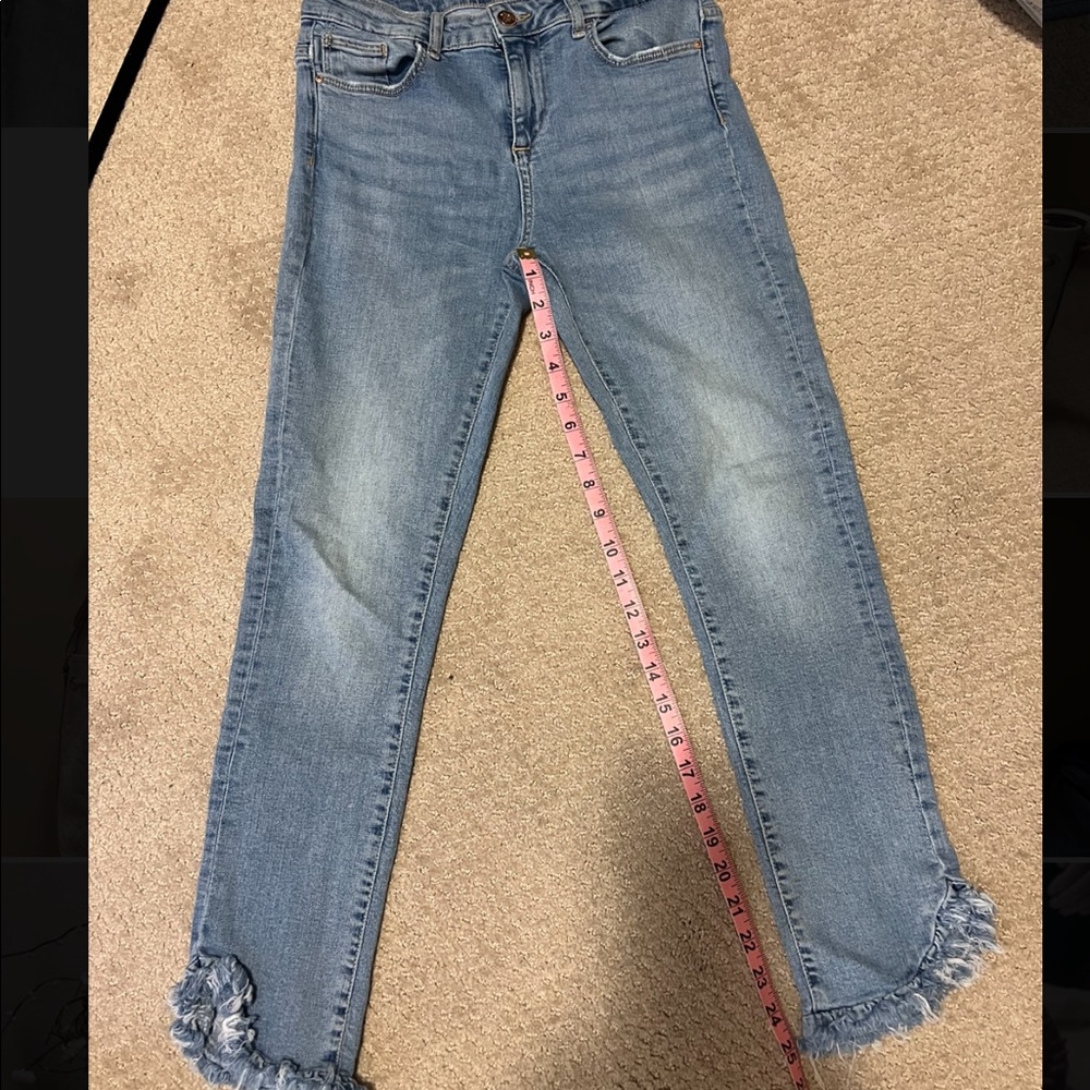 Zara ruffle ankle jeans